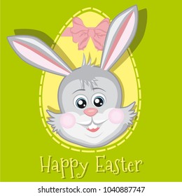 Happy Easter greeting card with rabbit