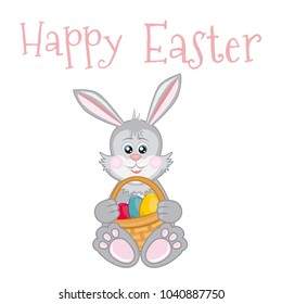 Happy Easter greeting card with rabbit