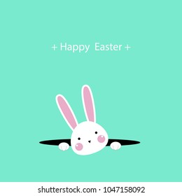 Happy Easter Greeting card, Greeting card with Easter rabbit, Funny bunny, Easter Bunny, illustration vector.