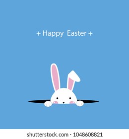 Happy Easter Greeting card, Greeting card with Easter rabbit, Funny bunny, Easter Bunny, illustration vector.