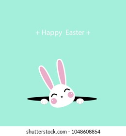 Happy Easter Greeting card, Greeting card with Easter rabbit, Funny bunny, Easter Bunny, illustration vector.