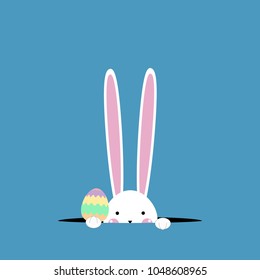 Happy Easter Greeting card, Greeting card with Easter rabbit, Funny bunny, Easter Bunny, illustration vector.