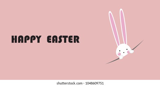 Happy Easter Greeting card, Greeting card with Easter rabbit, Funny bunny, Easter Bunny, illustration vector.
