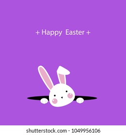 Happy Easter Greeting card, Greeting card with Easter rabbit, Funny bunny, Easter Bunny, illustration vector.