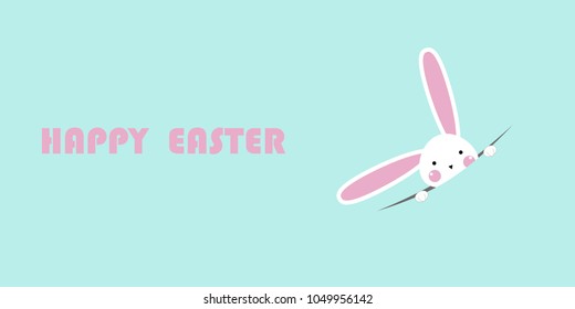 Happy Easter Greeting card, Greeting card with Easter rabbit, Funny bunny, Easter Bunny, illustration vector.