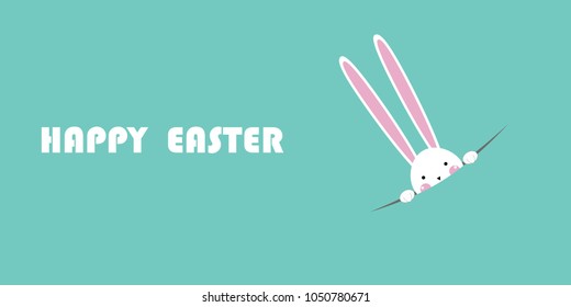 Happy Easter Greeting card, Greeting card with Easter rabbit, Funny bunny, Easter Bunny, illustration vector.