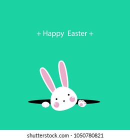 Happy Easter Greeting card, Greeting card with Easter rabbit, Funny bunny, Easter Bunny, illustration vector.