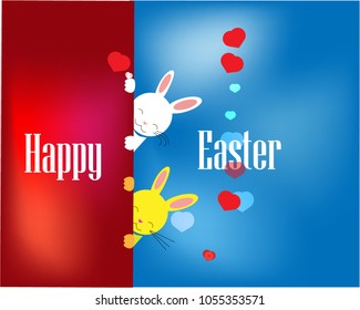 Happy Easter greeting card with rabbit, bunny