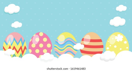 Happy Easter greeting card. Rabbit Bunny Easter banner template isolated on Background