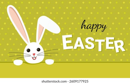 happy Easter. Greeting card with a rabbit.