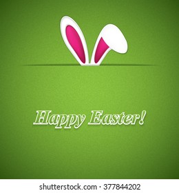 Happy Easter greeting card with rabbit ears.