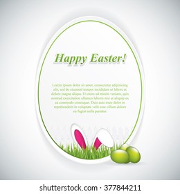 Happy Easter greeting card with rabbit ears.