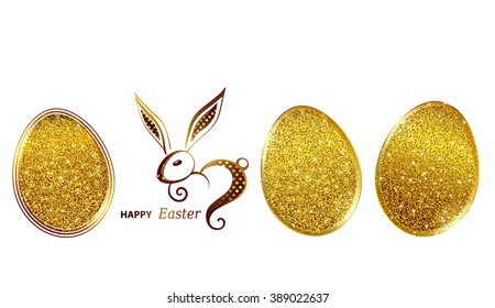 Happy Easter greeting card with rabbit icon

