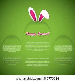 Happy Easter greeting card with rabbit ears.