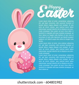 Happy Easter greeting card with rabbit. Vector illustration for Easter day