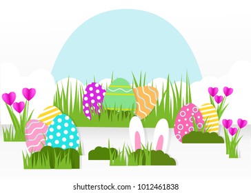 Happy Easter greeting card. A realistic vector image that simulates paper.
