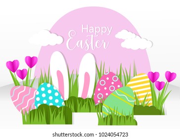 Happy Easter greeting card. A realistic vector image that simulates paper.