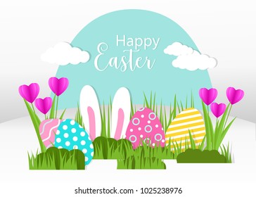 Happy Easter greeting card. A realistic vector image that simulates paper.