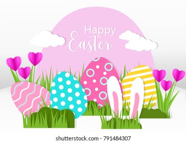 Happy Easter greeting card. A realistic vector image that simulates paper.