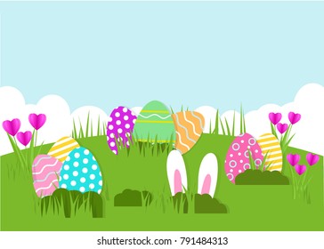 Happy Easter greeting card. A realistic vector image that simulates paper.