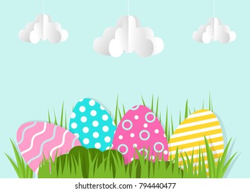 Happy Easter greeting card. A realistic vector image that simulates paper.
