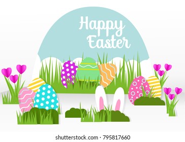 Happy Easter greeting card. A realistic vector image that simulates paper.