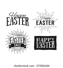 Happy Easter greeting card. Easter sale. Hand Drawn logo lettering. Easter Holidays lettering for invitation, greeting card, prints and posters. Typographic design. Vector illustration.