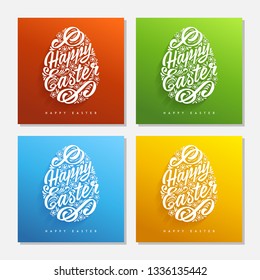 Happy easter greeting card template of different colors. Greeting Card. Vector illustration