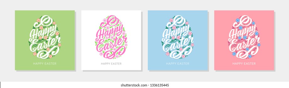 Happy easter greeting card template of different colors. Greeting Card. Vector illustration