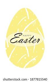 Happy Easter greeting card, template with egg, willow branches. Vector stock illustration isolated on a white background. Happy Easter. Good for spring and easter design.