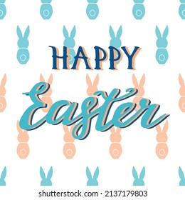 Happy Easter greeting card template, design vector illustration, holiday symbol. Seamless border of easter eggs.