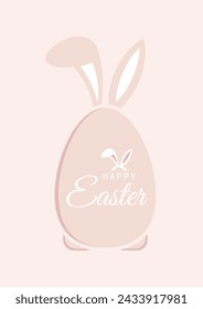Happy easter greeting card template, poster, holiday cover in pink color. Vector illustration.