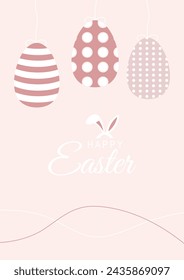 Happy easter greeting card template, poster, holiday cover. Vector illustration.