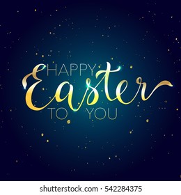 Happy Easter Greeting Card Template. Hand Drawn Modern Brush Calligraphy Design.