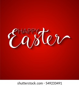 Happy Easter Greeting Card Template. Hand Drawn Modern Brush Calligraphy Design.