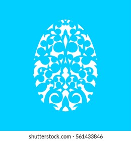 Happy Easter greeting card template in paper cutting style. Laser cutting template for greeting cards. Stencil for paper, plastic, wood, plotter.Abstract silhouette pattern.