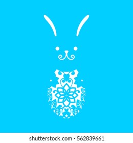 Happy Easter greeting card template in paper cutting style. Laser cutting template for greeting cards. Stencil for paper, plastic, wood, plotter.Abstract silhouette pattern.