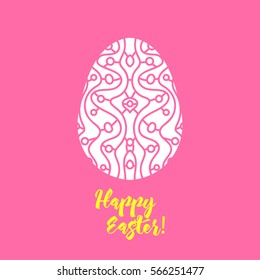 Happy Easter greeting card template in paper cutting style. Laser cutting template for greeting cards. Stencil for paper, plastic, wood, plotter.Abstract silhouette pattern.
