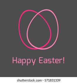 Happy easter greeting card template in simple modern style with easter eggs. Isolated vector illustration.