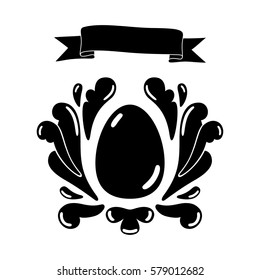 Happy Easter greeting card template with egg. Vector Illustration isolated on white
