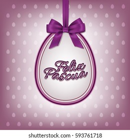 Happy Easter greeting card template with Spanish Feliz Pascua text. Vector illustration.