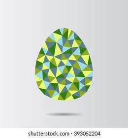 Happy easter greeting card with triangle. Low poly vector design illustration.