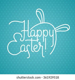 Happy Easter Greeting Card. Typography Easter Poster Polka Dot Egg Template.