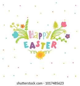 Happy easter greeting card. Vector illustration.