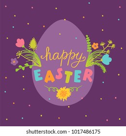 Happy easter greeting card. Vector illustration.
