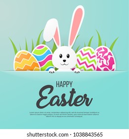 Happy Easter greeting card  Vector illustration
