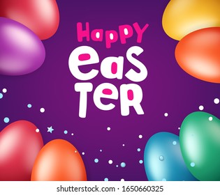Happy Easter greeting card. Vector illustration with holiday elements