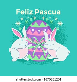 Happy Easter Greeting Card Vector Illustration. Feliz Pascua translate: Happy Easter
