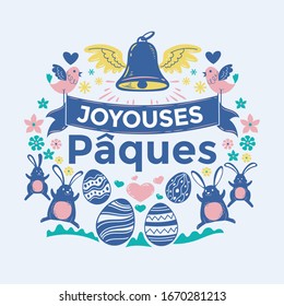 Happy Easter Greeting Card Vector Illustration. Joyouses Paques translate: Happy Easter
