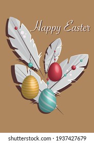 Happy Easter greeting card. Vector illustration.